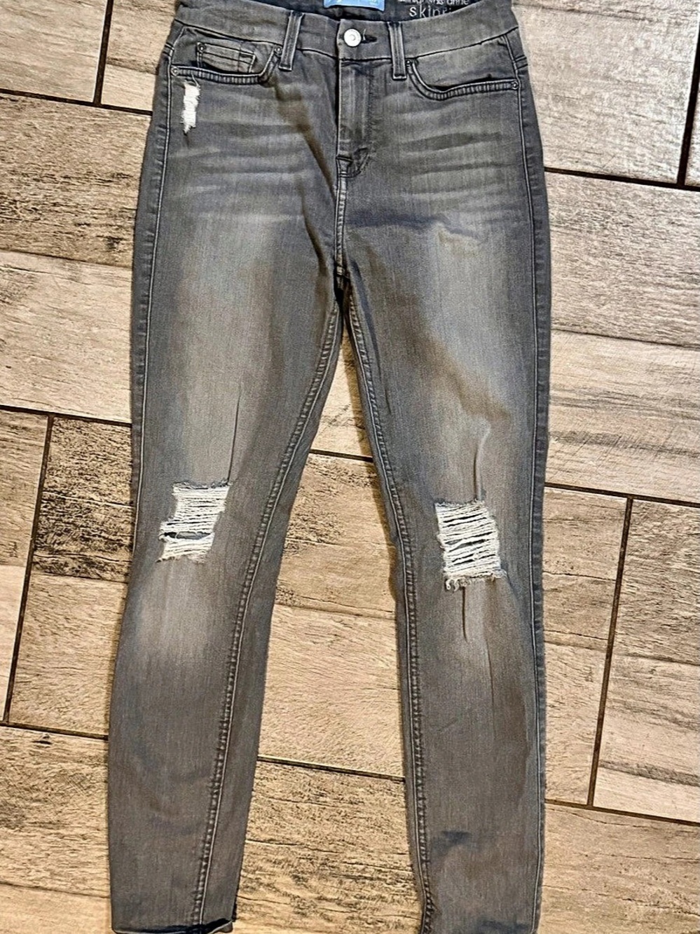 7 for all mankind The High Waist Ankle Skinny Gray High Waist Skinny Jeans Waist
